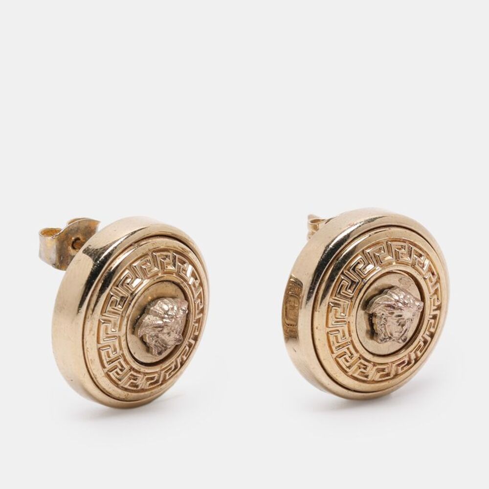 Versace Medusa Gold Tone Earrings - Picture 2 of 5